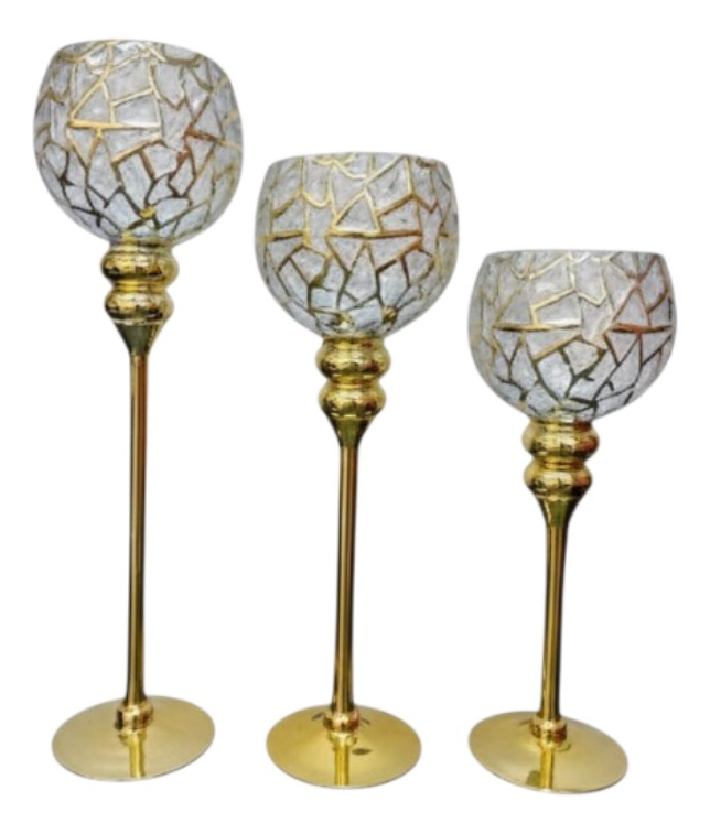 Genérico - Set 3 Portavelas Copa Lujo Escultural Evento Centro Mesa Jhn