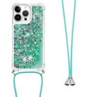 Funda Foxdock Para Iphone 16 Pro Max Con Cuerda Ajustable, Brillo Líquido, Protección Antigolpes Y Lente – Ideal Para Regalo