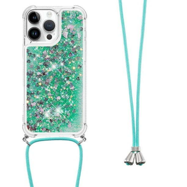 Funda FOXDOCK para iPhone 16 Pro Max con Cuerda Ajustable, Brillo Líquido, Protección Antigolpes y Lente – Ideal para Regalo