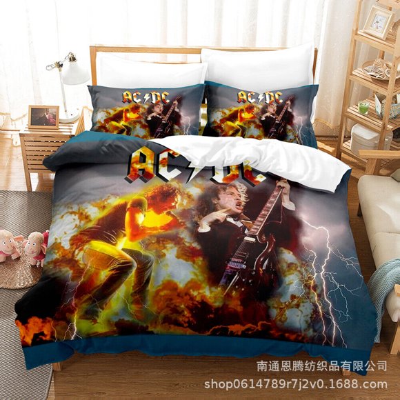 Rock ACDC Bedding Set Duvet Cover Quilt Cover Pillowcase Gift3-Piece Bedding Set (1 Duvet Cover + 2 Pillow Shams)
