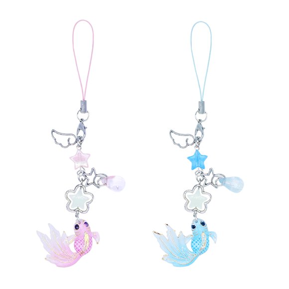 Tirantes con colgante de pez YDEROD rosa y azul 14 × 3,5 × 1 cm