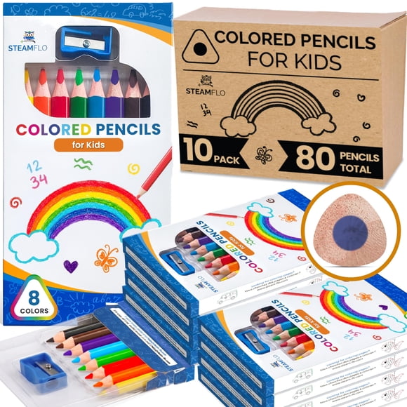 Lápices de colores STEAMFLO, paquete de 10, forma triangular Jumbo