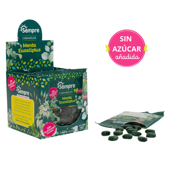 Sin azúcar Caramelos Menta Eucaliptus 12 x 40g