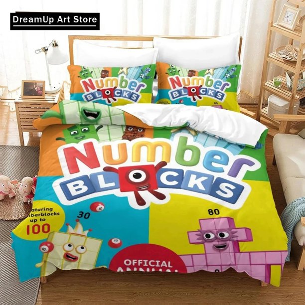 Cartoon Number-Blocks Bedding Set Duvet Cover Bed Set Quilt Cover Pillowcase Boys Adult Home Textile