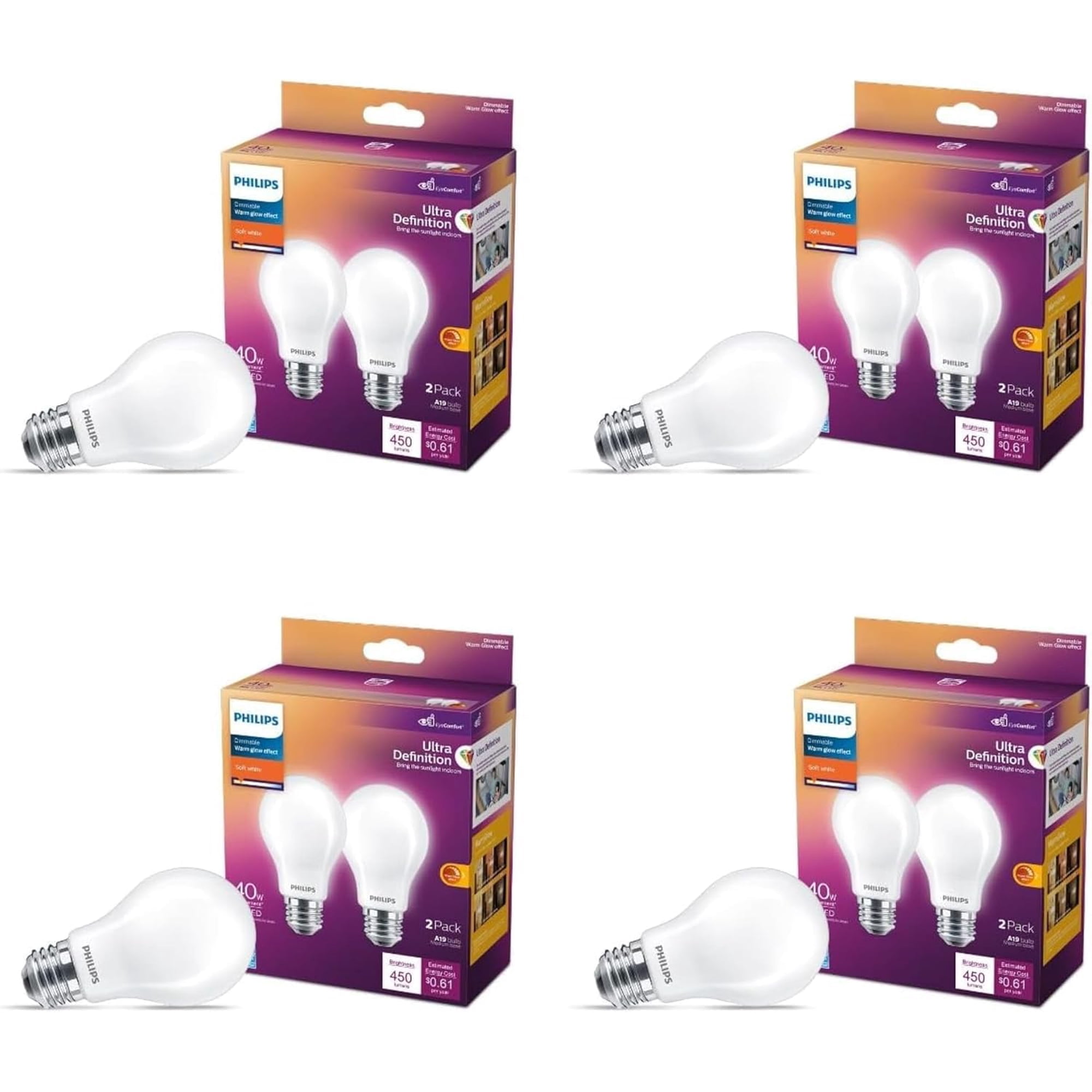 Philips Lighting Led Master - Bombillas Led Philips Ultra Definition, Paquete De 8 W (60 W), 2700 K