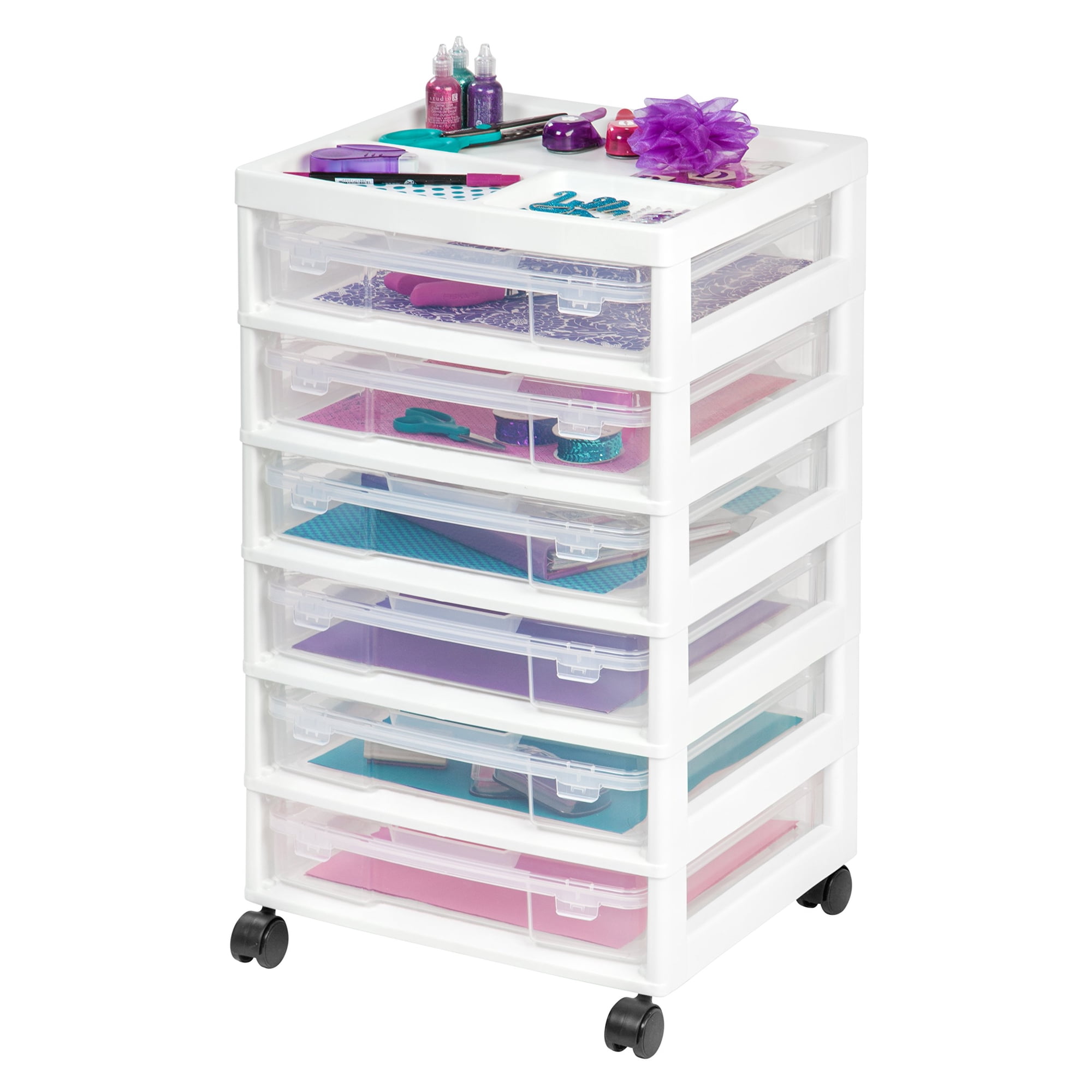Carrito De Almacenamiento Con Ruedas Para Álbumes De Recortes Iris Usa, 6 Niveles, Blanco