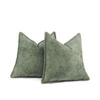 Genérico - Set De 2 Fundas De Cojin Chenille 45X45 Verde Olivo