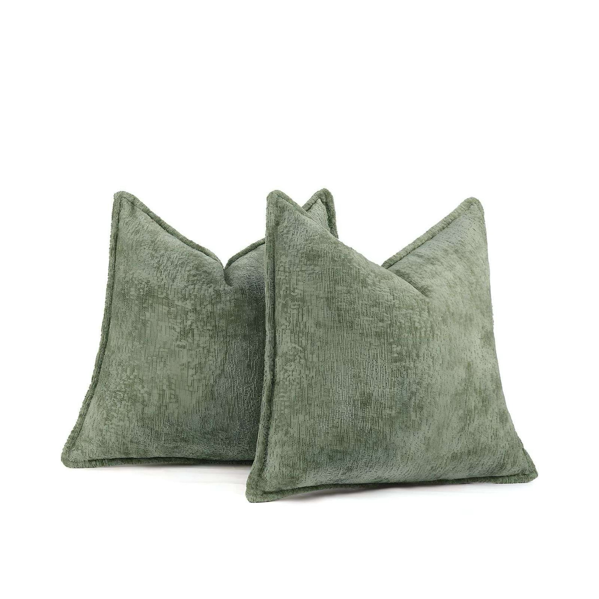 Genérico - Set De 2 Fundas De Cojin Chenille 45x45 Verde Olivo