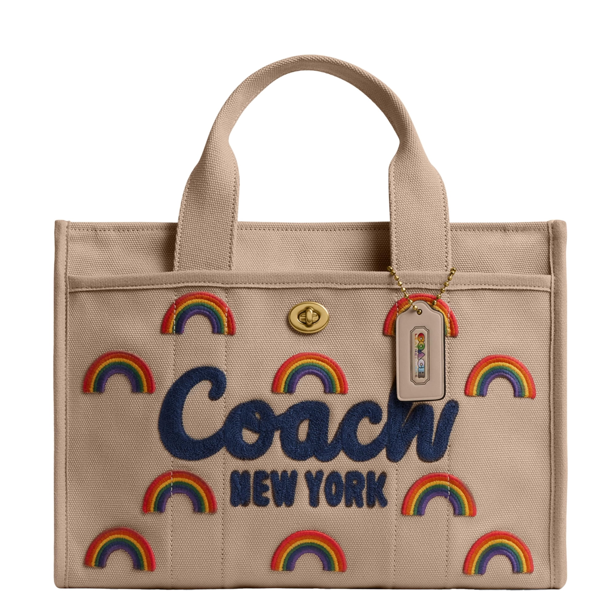 Bolso Tote Cargo Arcoíris Coach En Lona 34x25x16 Cm