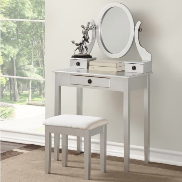 oniys Madera Moniya Maquillaje Vanidad Mesa y Taberno Conjunto