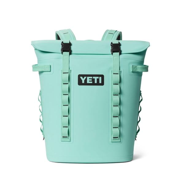 Conservadora tipo mochila YETI Hopper M20 de lados blandos color verde agua