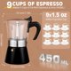 thumbnail image 5 of Cafetera Moka Suiitat 9 Tazas 450 ml Acero Inoxidable con Tapa de Vidrio, 5 of 8