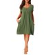thumbnail image 1 of Vestido de Dormir para Mujer INSPIRE CHIC Cuello en V Manga Corta con Abertura Lateral y Ribete en Contraste para Primavera Verano S Verde Militar, 1 of 6