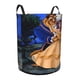 thumbnail image 2 of Bella La Bella y la Bestia Cesta de lavandería de gran capacidad redonda con asa, bolsa para ropa sucia plegable, almacenamiento para dormitorio, baño y lavadero 44x35 cm, 2 of 6