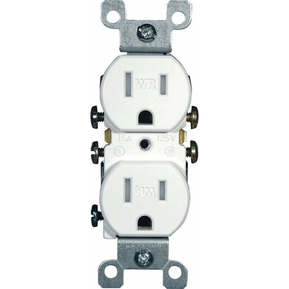 Outlet Leviton, 15 A, 125 V, dúplex, blanco, 5-15R, para uso residencial