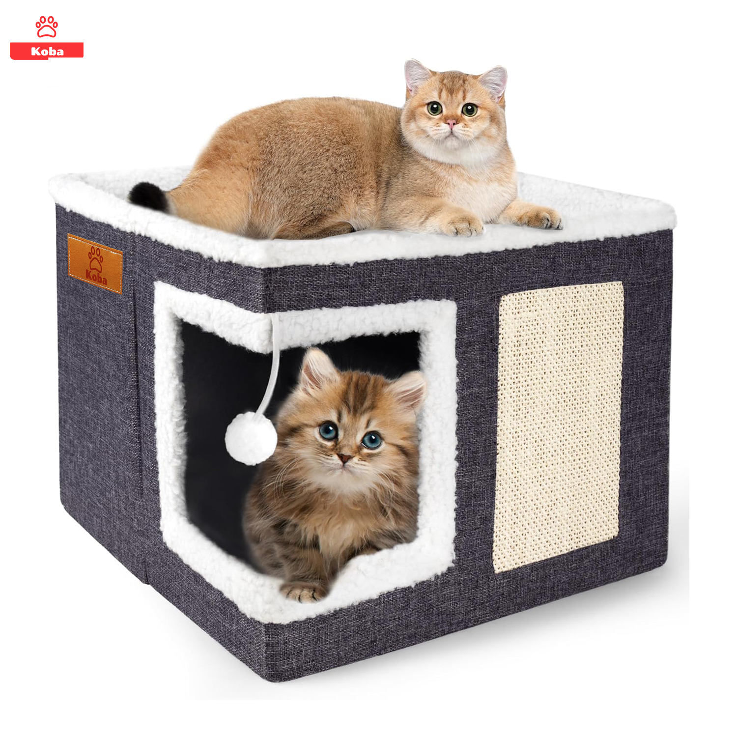 Koba - Casa Iglu Para Gatos Cama Michis Plegable Con Cojin Pompon