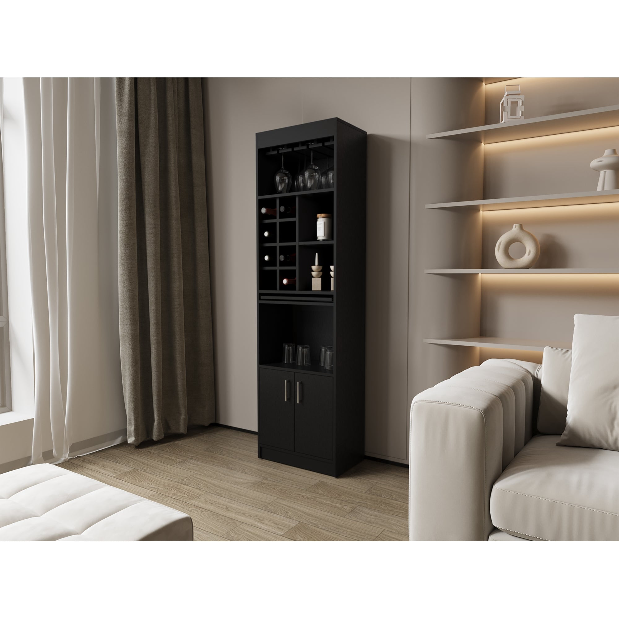 Tuhome - Bar Alto Syrah 180x51x32 Cm Wengue Con Portacopas