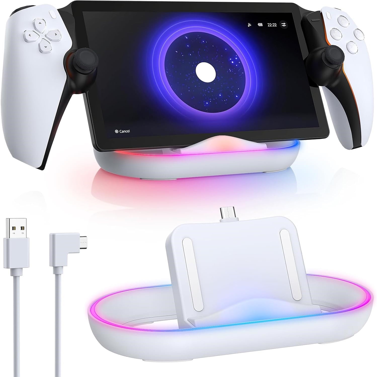 Genérico - Soporte De Carga Portátil Para Consola Ps Portal, Con Iluminación Rgb Y Cable Tipo C, Accesorios De Base De Carga