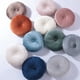 thumbnail image 5 of XmhyTop Almohada decorativa redonda plisada, terciopelo suave y felpa neutra, 1 pieza, 14 pulgadas de diámetro, cojín de asiento, Estilo E, Azul, 5 of 5