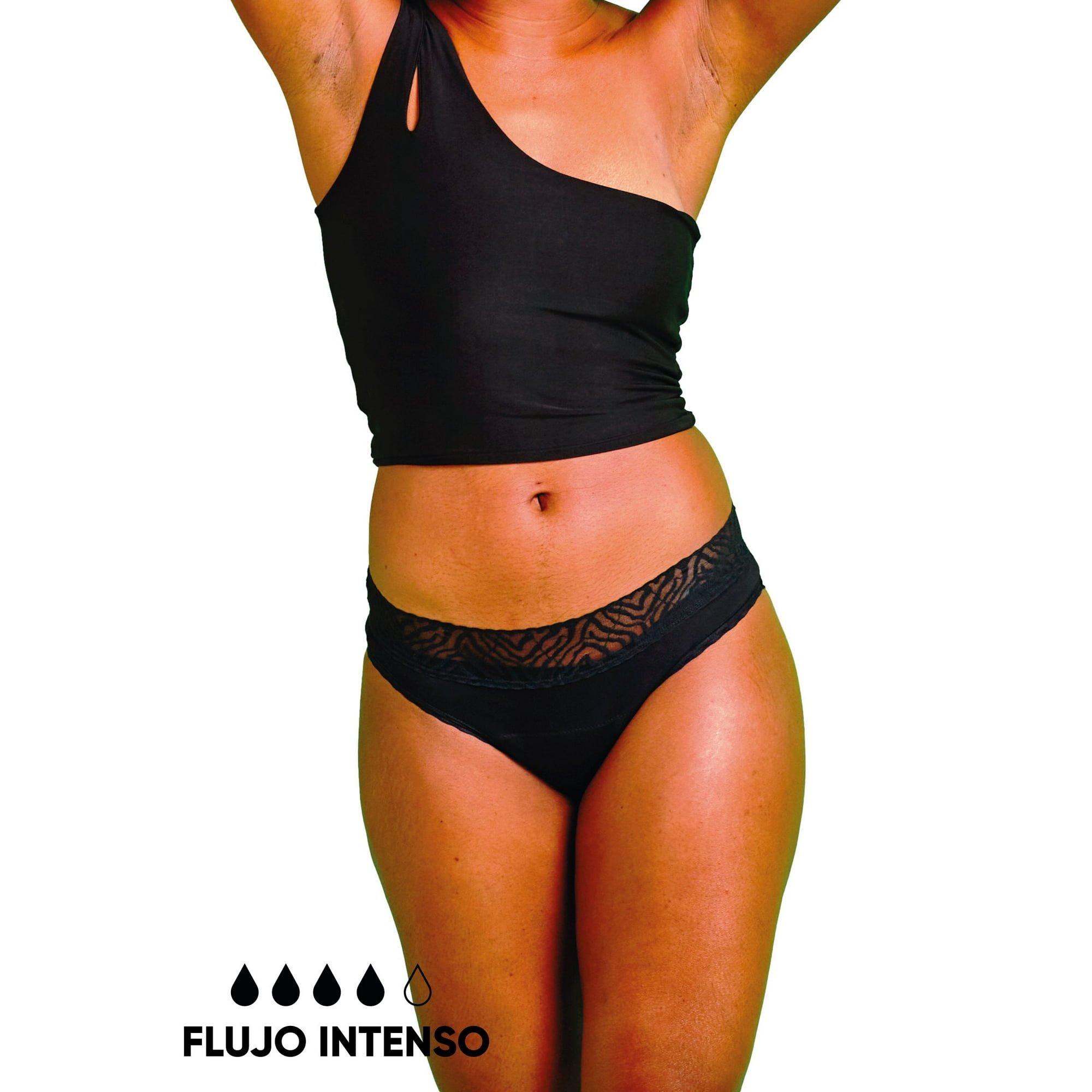 Bloodygreen - Calzón Menstrual Bikini Lujo Intenso S Negro