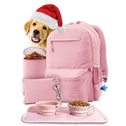 Mochila original p/perros Doggy Bag™ de Rubyloo. Bolsa p/suplidos p/perros + 2 tazones sin BPA p/perros, bolsa premios, contenedor transporte, esterilla. Gran regalo para mamá y dueño p/perros