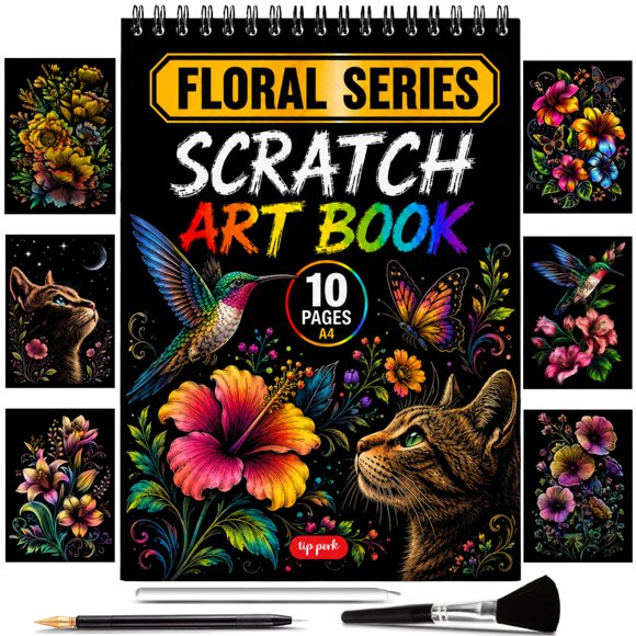 Libro de Arte Rasca y Revela Tip Perk – Serie Floral de 10 Páginas