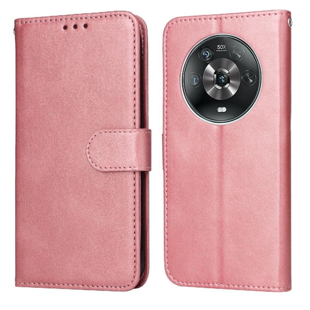 Funda Billetera para Honor Magic 4 con Porta Tarjetas y Soporte Ajustable Rosa