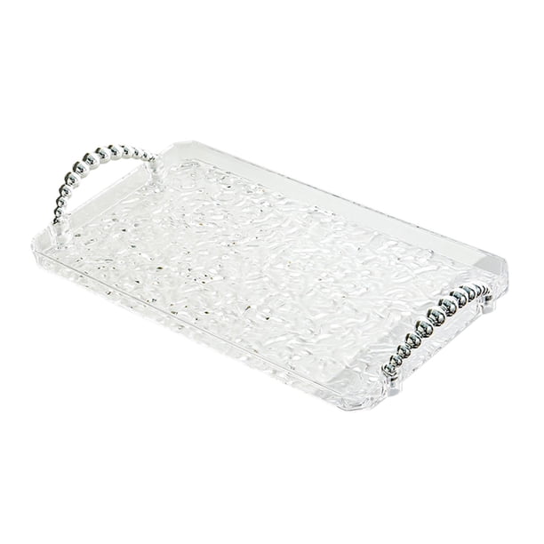 Bandeja rectangular para servir plato de fruta, organizador de encimera de maquillaje, bandeja de almacenamiento de joyas para el hogar, sala de estar Claro