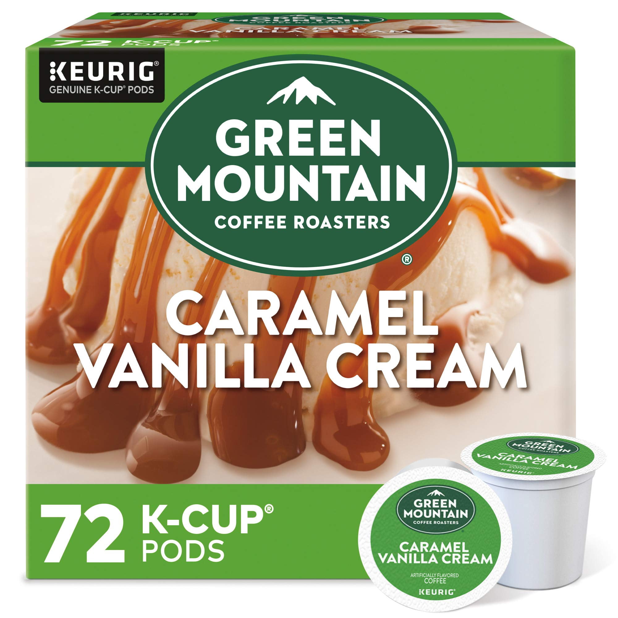 Green Mountain Coffee Roasters - Cápsulas De Café Green Mountain Caramelo Vainilla Crema 72 K-cups