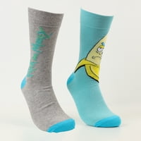 Bipack Calcetín Hombre Celeste Banana Rick And Morty