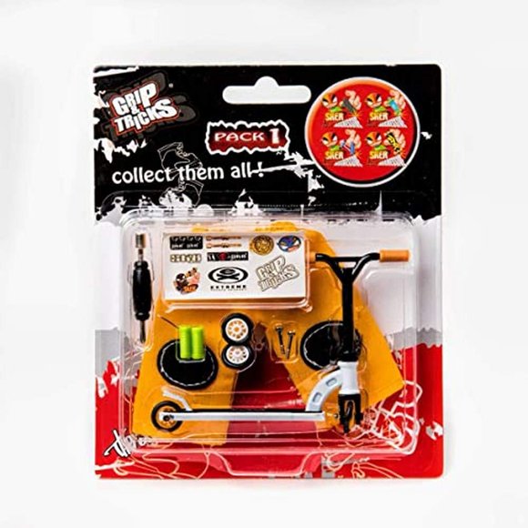 Finger Scooter Grip & Tricks, paquete blanco, 1 con 2 ruedas adicionales
