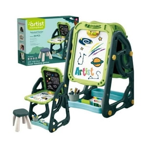 Genérico - Pizarra Magnetica Doble Con Silla Para Niños Verde