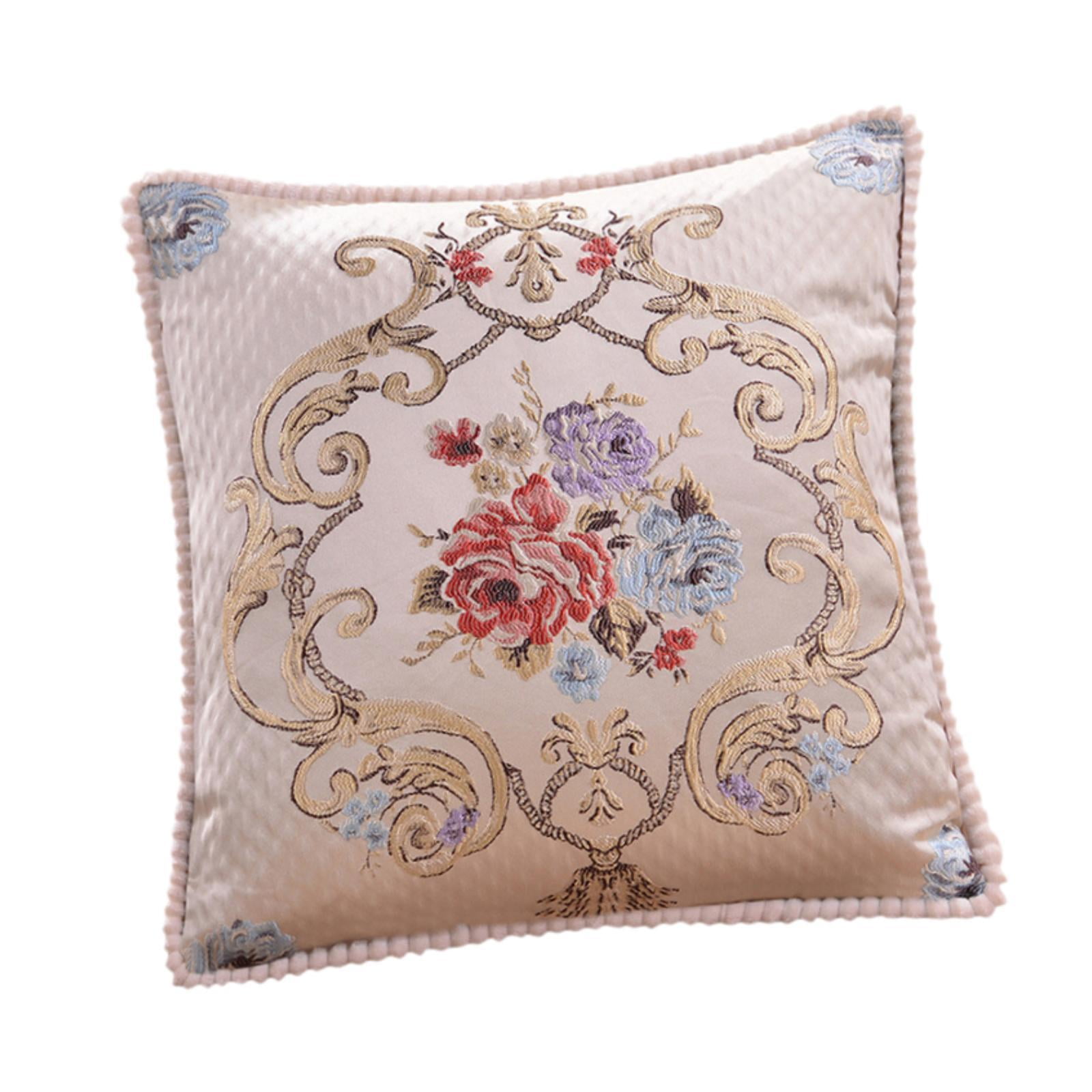 Magideal - Funda De Almohada Bordada, Funda De Almohada Decorativa Europea De Lujo, Funda De Cojín Decorativa Para Decoración De Habitación, Cama, Sillas Y Coche Beige