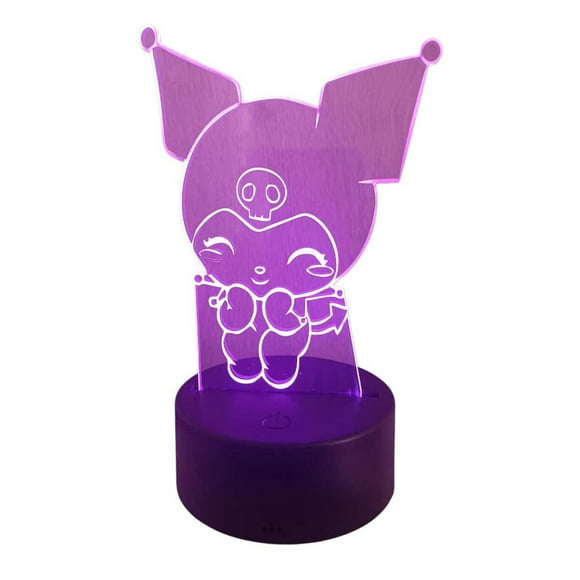 Lampara Ilusion 3D Kuromi de 7 colores, Base touch