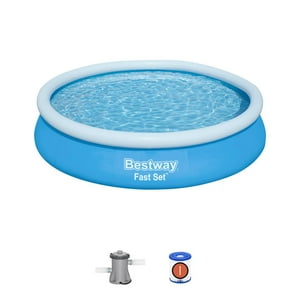 Piscina Bestway Redonda Fácil Armado Con Filtro 3.66Mx76Cm Celeste Único