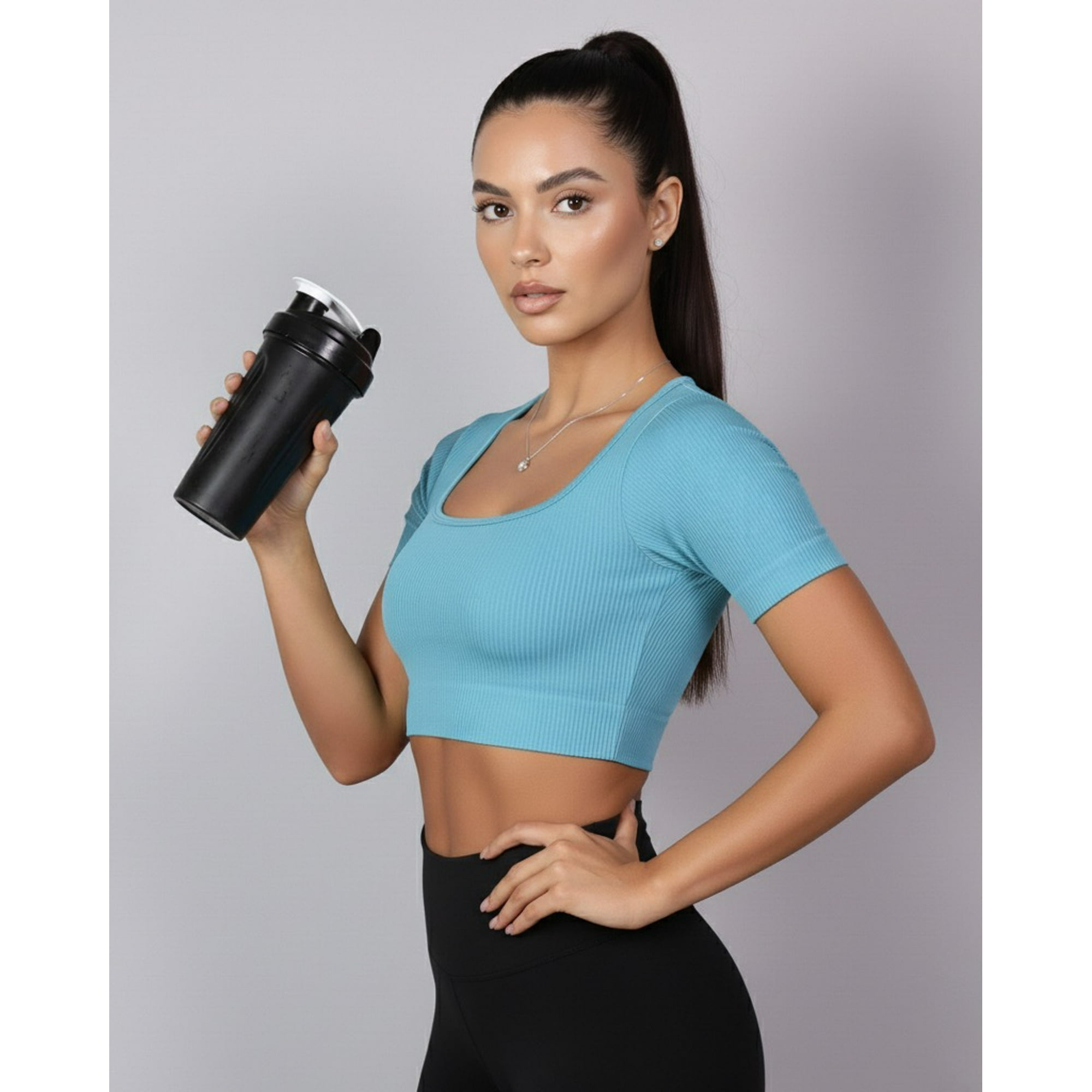 Flix Spa - Top Camiseta Deportiva Mujer Manga Corta Acanalado