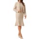 thumbnail image 4 of INSPIRE CHIC Conjuntos de Negocios para Mujeres Vestido Midi Sin Mangas con Cola de Sirena Traje de Maestra para Regreso a Clases Blazer Sin Cuello Conjunto de Vestido de 2 Piezas Beige XS, 4 of 6