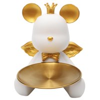 Bothyi - Oso Escultura Almacenamiento Bandeja Decoración Escritorio Estatua Decorativa Animal Estatuilla Blanco