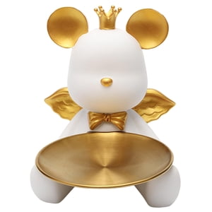 Bothyi - Oso Escultura Almacenamiento Bandeja Decoración Escritorio Estatua Decorativa Animal Estatuilla Blanco