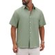 thumbnail image 5 of Camisas de Lino Liso con Bolsillo en el Pecho y Manga Corta de Color Contraste para Hombre INSPIRE CHIC Regreso a Clases 2XL Verde Claro, 5 of 6