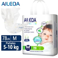 Pañales Infantiles Desechables Aileda - Tamaño M (5-10 Kg) 78 Unidades Paquete Portátil Sin Género Específico