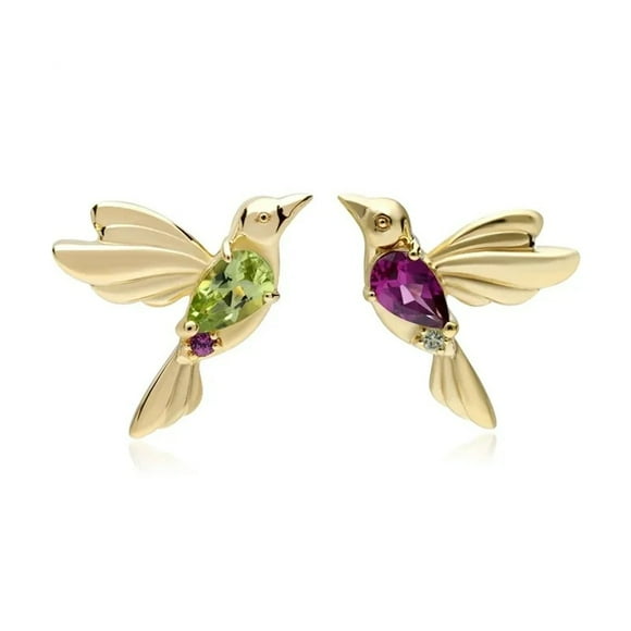 Aros colibrí plata 925 bañado en oro