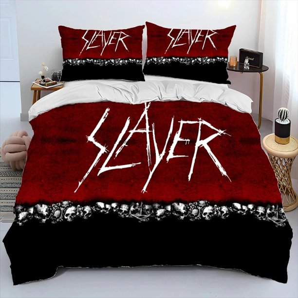 Slayer Heavy Metal Band Music Comforter Bedding Set,Duvet Cover Bed Set Quilt Cover Pillowcase, Size Bedding Set Boys Bed Sheets