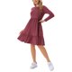 thumbnail image 4 of INSPIRE CHIC Vestido Casual de Mujer Babydoll con Bolsillos Manga Larga Cuello Redondo Vestido Flowy en Línea A con Capas L Rojo Vino, 4 of 5