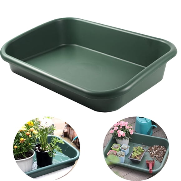 Bandeja de jardín Defemim 58 x 42 x 11 cm para macetas y mezcla, color verde