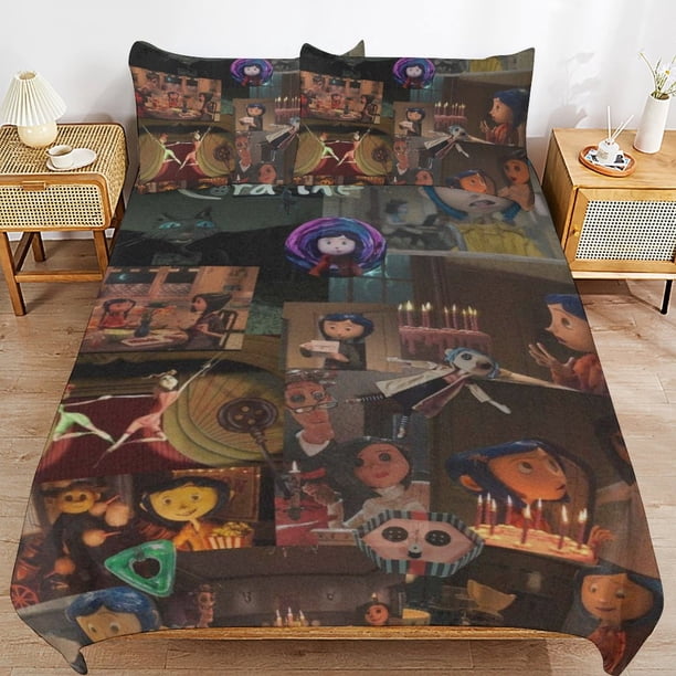 Coraline Duvet Cover Set 3 Piece Bedding Set Double Sided Printing Decorative Comforter Cover Set