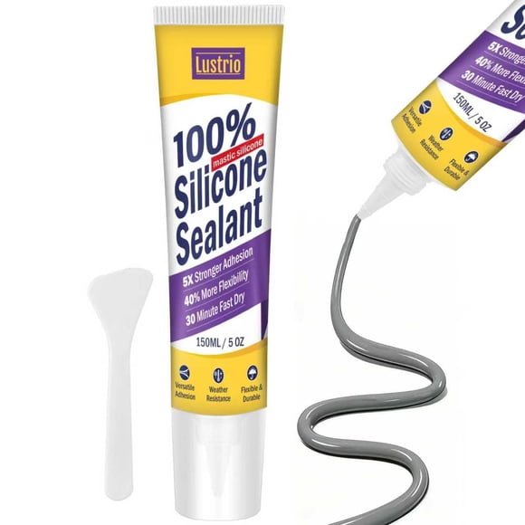 Sellador de silicón Lustrion 150 mL 100% impermeable y flexible, gris