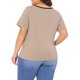 thumbnail image 3 of Agnes Orinda Tops para Mujer de Talla Grande con Ribete en Contraste y Nudo de Corbata Cuello Cuadrado Camisetas de Manga Corta Blusas Casual 4X Camel, 3 of 6