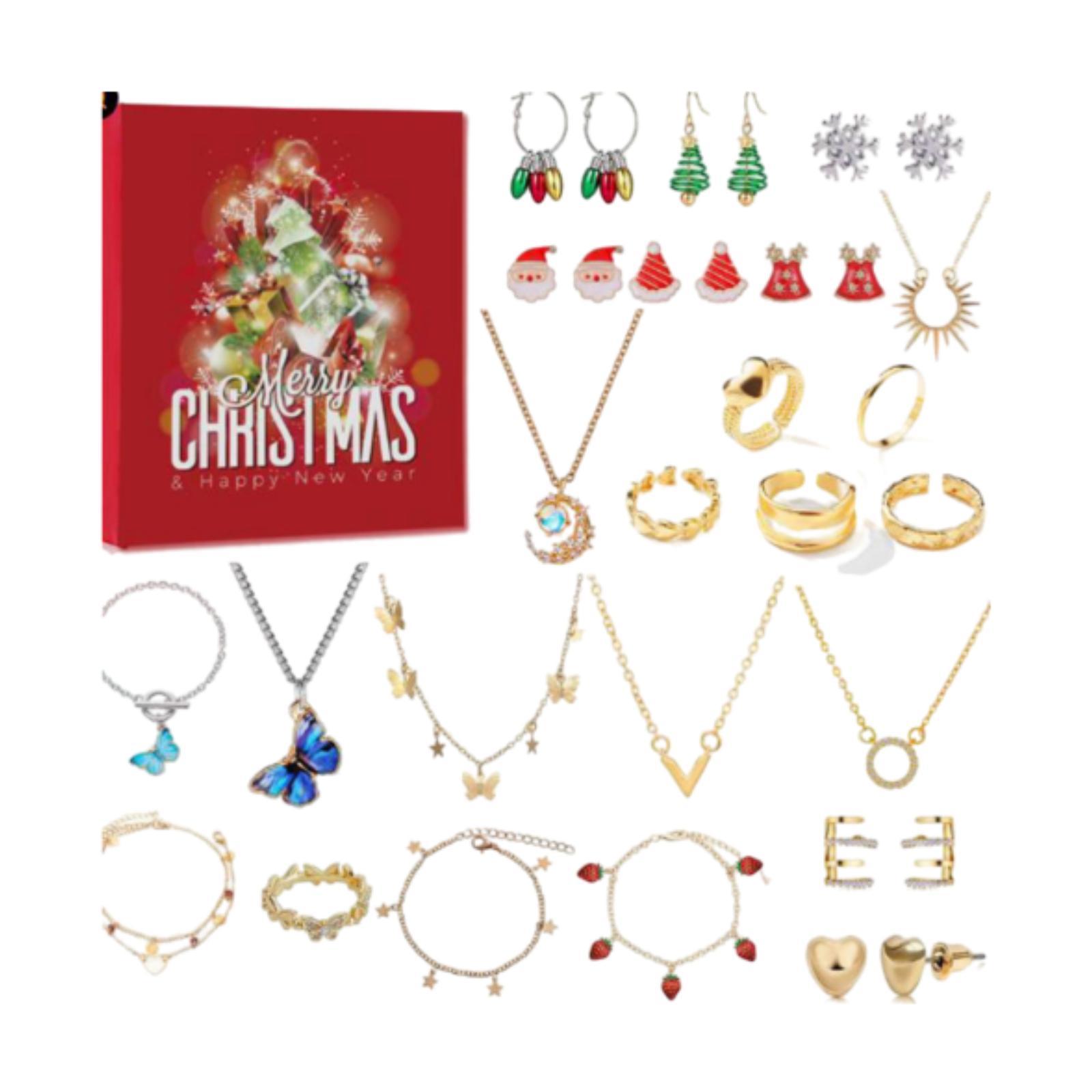 Magideal - Calendario De Adviento De Joyería Calendario Navideño De 24 Días Kits De Manualidades De Bricolaje Belleza Estilo A