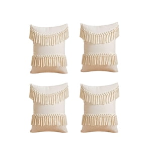 Genérico - Pack De 4 Fundas De Cojin Fleco Lino 45X45 Beige 01